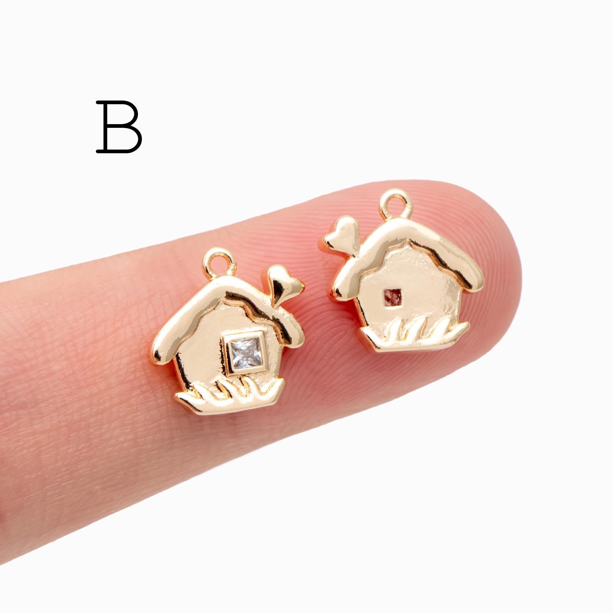 4pcs CZ Pave Christmas Charms: 18K Gold Plated Brass, DIY Jewelry Making, (GB-713)